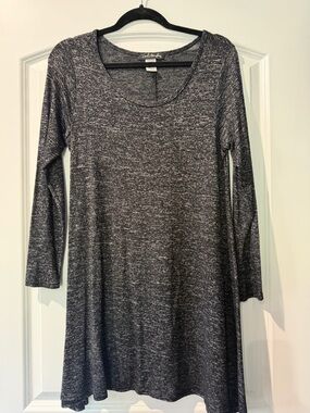 French Atmosphere Charcoal Heather Long-Sleeve Swing Dress (XL)
